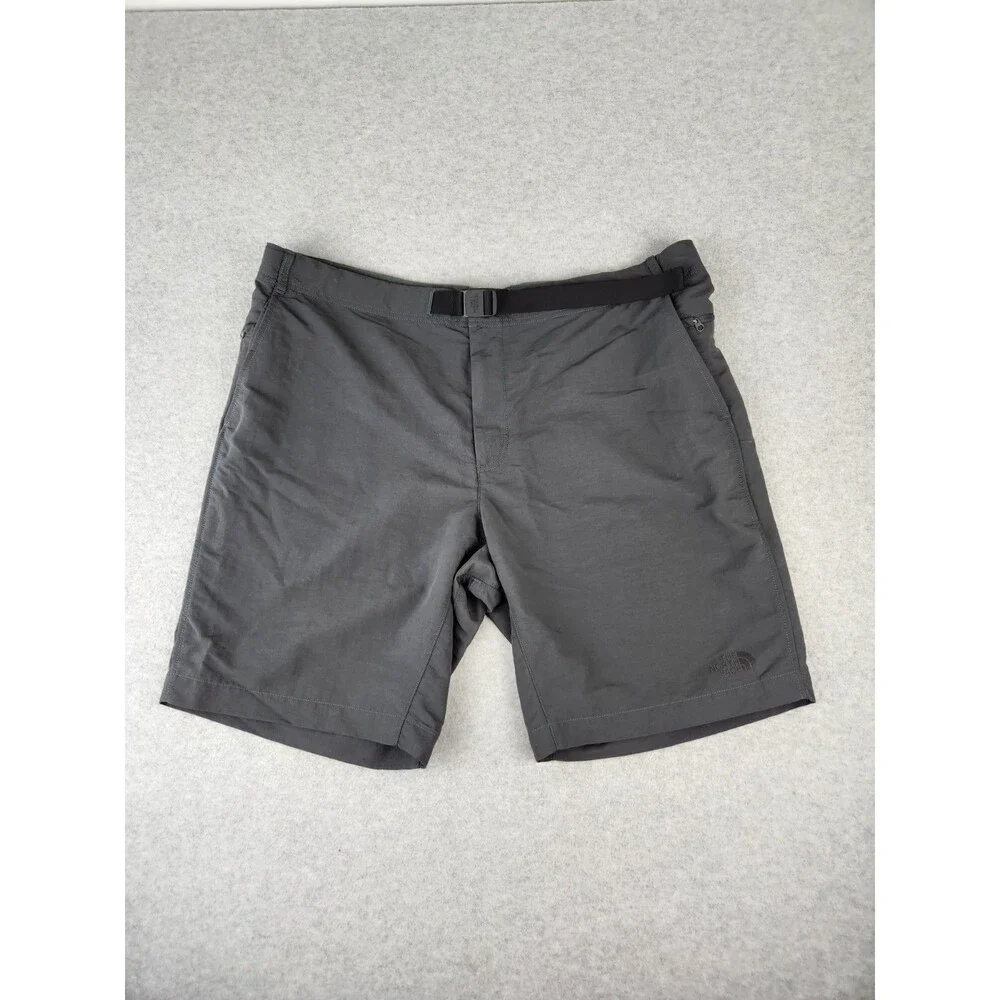 North Face Shorts Men SZ 40 XL Gray Belted Hiking Trail Walking Water Resistant